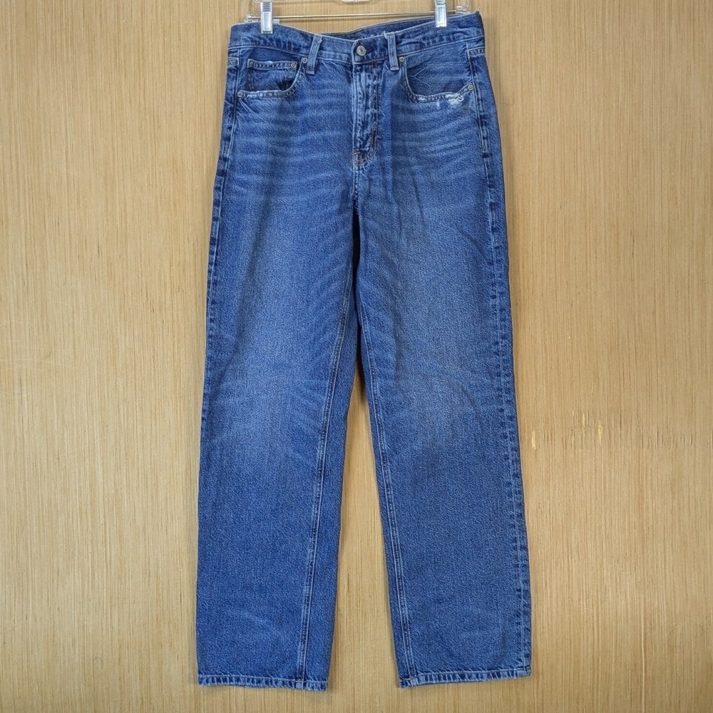 American Eagle Women's Low Rise Baggy Jeans Size 8 Streetwear Skater Blue Denim
